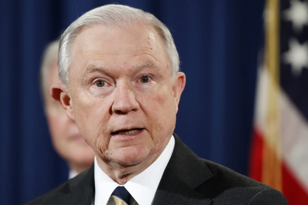 In this July 13, 2017 file photo, Attorney General Jeff Sessions speaks during a news conference at the Justice Department in Washington. (Jacquelyn Martin, File/AP)
