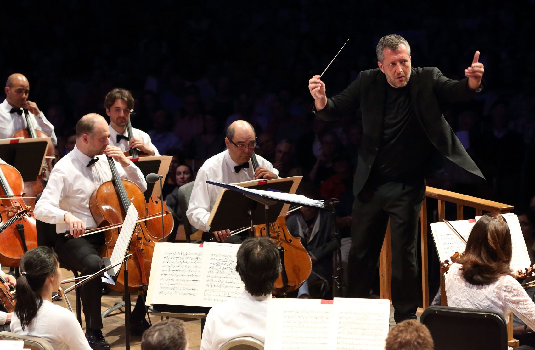 Thomas Adès conducting the Boston Symphony Orchestra Saturday night. (Courtesy of Hilary Scott)