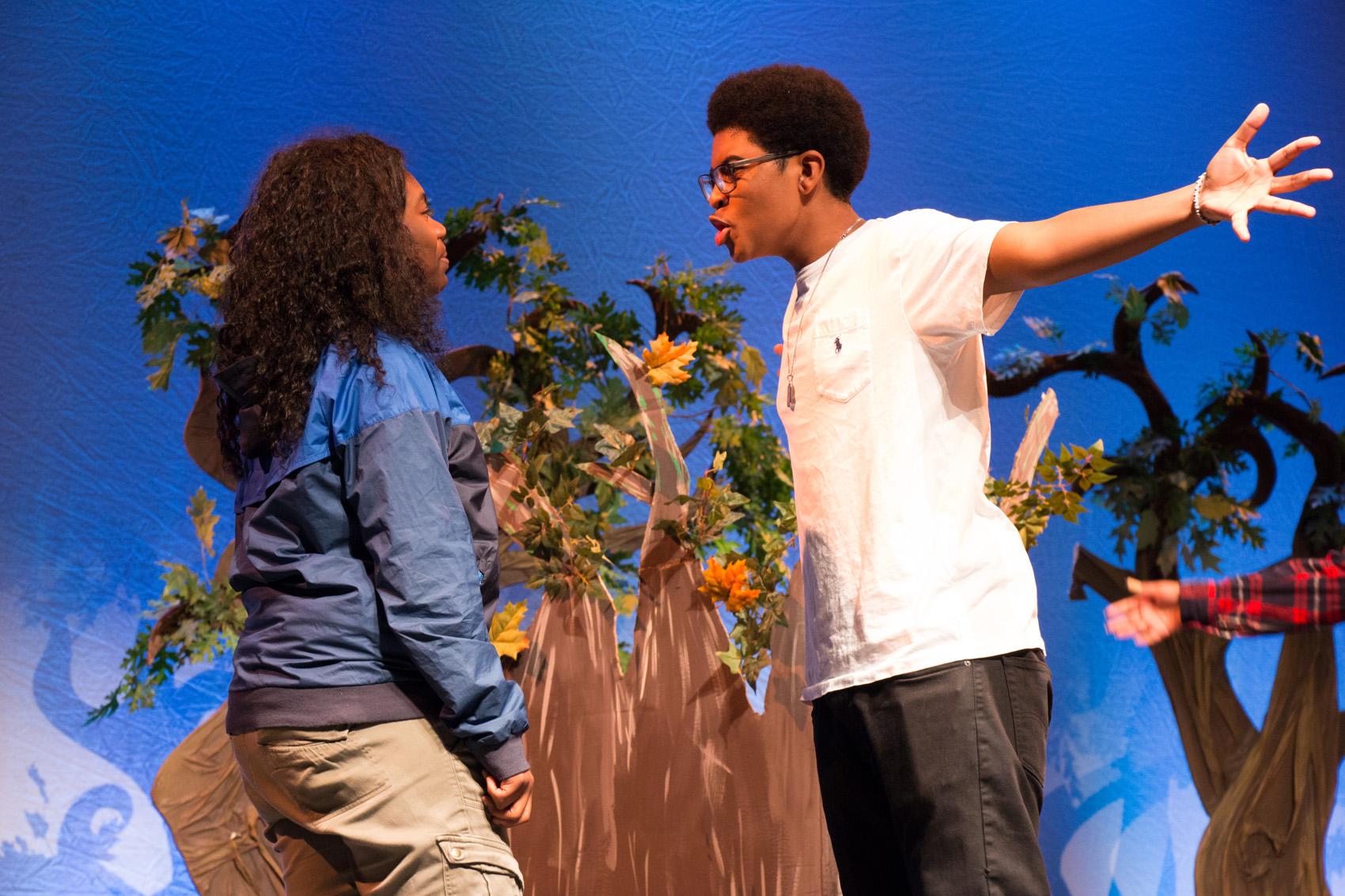 Codman Academy students Shameka Joseph (left) and Tre'Jon Carrasquillo play Antonio and Toby Belch in the Codman-Huntington Summer Theatre Institute production of &quot;Twelfth Night.&quot; (Courtesy Huntington Theatre Company)