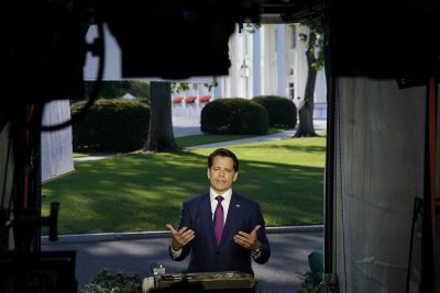 Former White House communications director Anthony Scaramucci speaks during a interview with CNN at the White House in Washington, Tuesday, 25, 2017. (Pablo Martinez Monsivais/AP)