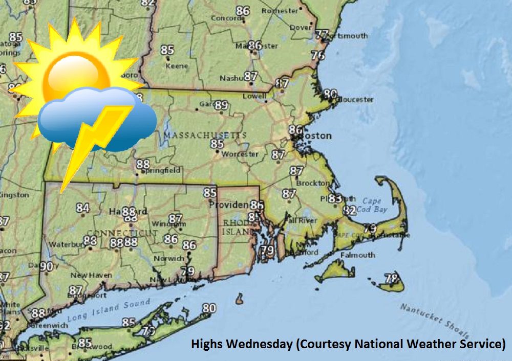 Highs on Wednesday. (Courtesy National Weather Service)
