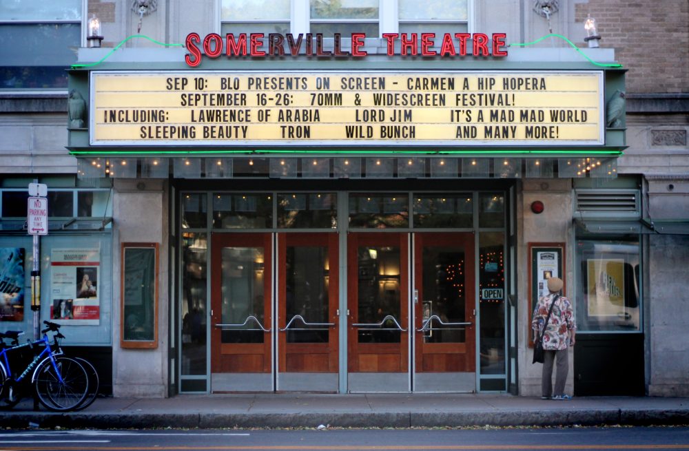 Somerville Theatre, shown here in 2016, has remained closed during the pandemic with a majority of employees opting to take a furlough to hopefully extend the life of the theater. (Amy Gorel/WBUR)