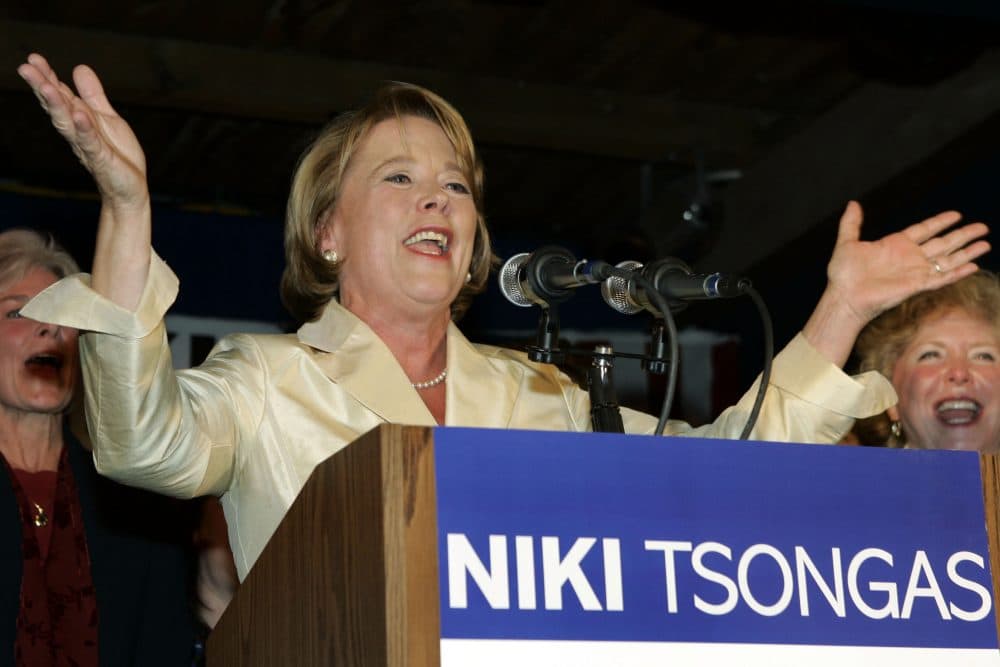 Democrat Niki Tsongas acknowledges the crowd at her election night party in Lowell, Mass. Oct. 16, 2007 as she claims victory in the 5th Congressional District special election to succeed former Rep. Martin Meehan. (AP Photo/Elise Amendola)