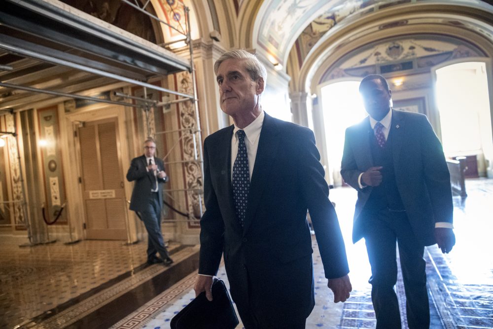 In this June 21, 2017, file photo, Special Counsel Robert Mueller departs after a closed-door meeting with members of the Senate Judiciary Committee about Russian meddling in the election at the Capitol in Washington. (J. Scott Applewhite/AP)