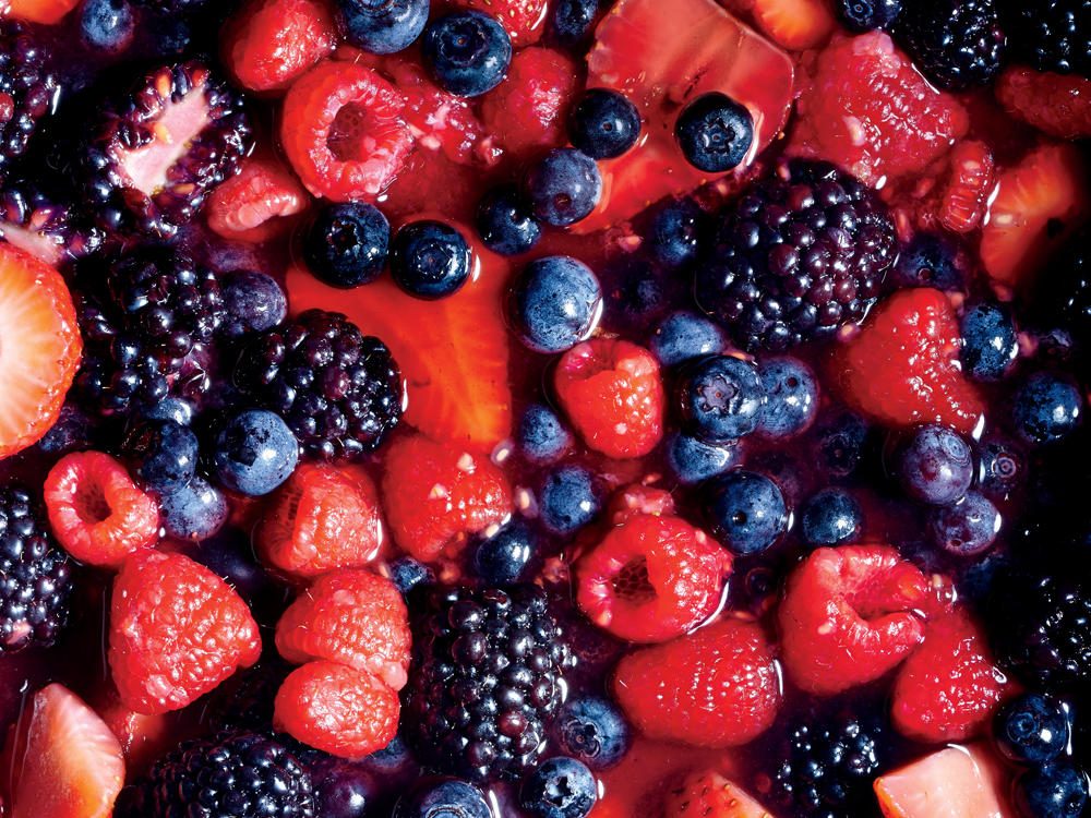 Macerating Berries: food styling: Rachel Johnson; prop styling: Lindsey Lower