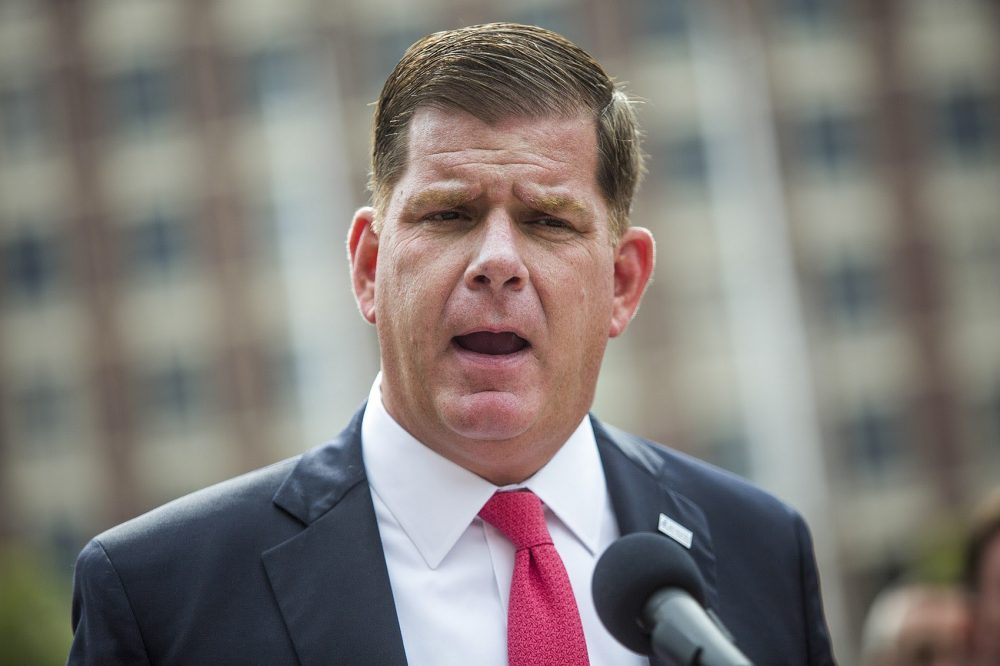 Boston Mayor Marty Walsh speaks during a press conference in August. (Jesse Costa/WBUR)