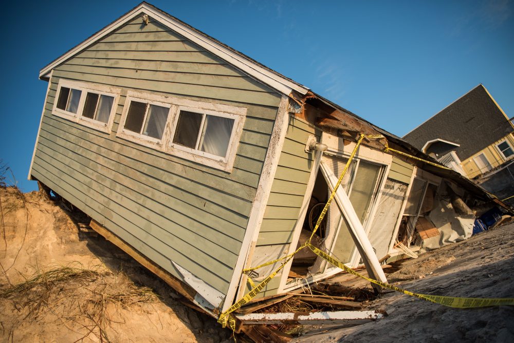 A beachfront home shows damage from Hurricane Irma on Sept. 13, 2017 in Vilano Beach, Fla. (Sean Rayford/Getty Images)