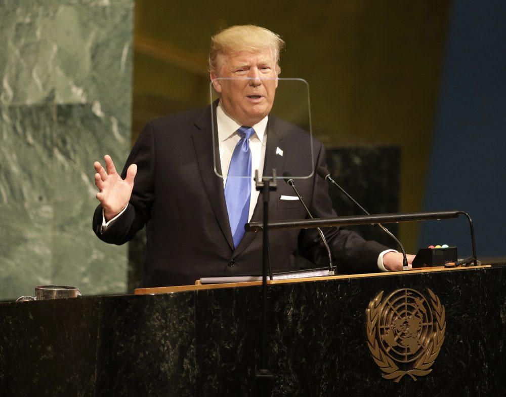 President Trump speaks during the United Nations General Assembly at U.N. headquarters, Tuesday, Sept. 19, 2017. (Seth Wenig/AP)