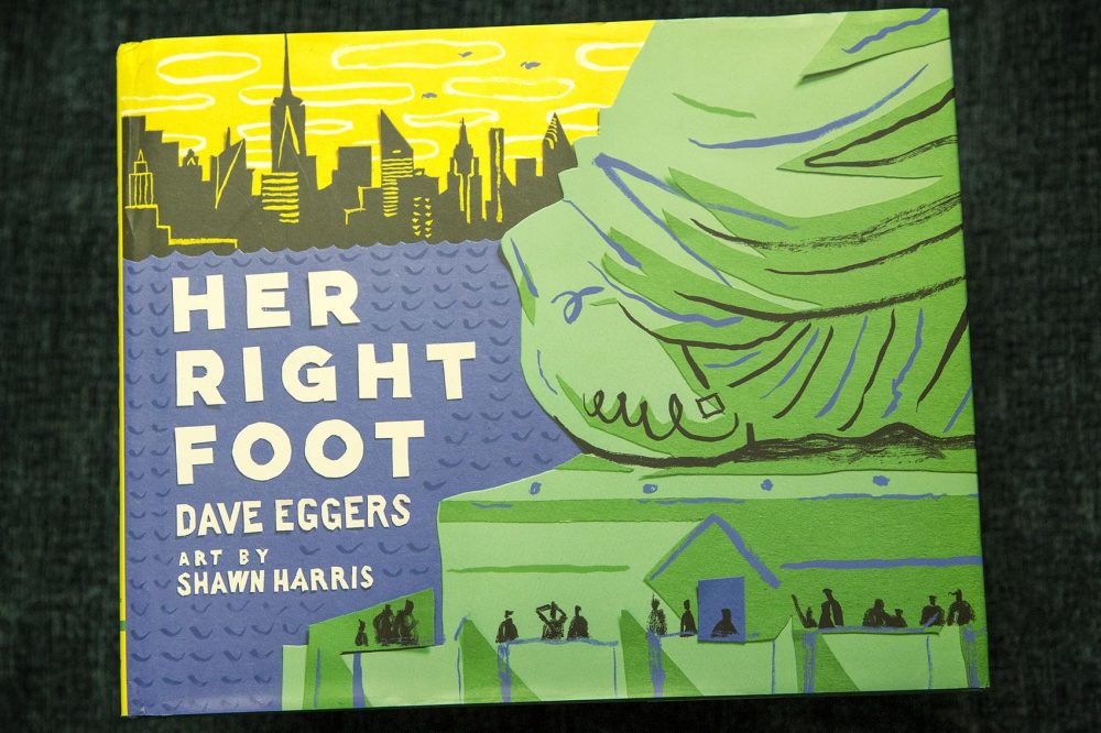 &quot;Her Right Foot,&quot; by Dave Eggers, art by Shawn Harris. (Robin Lubbock/WBUR)