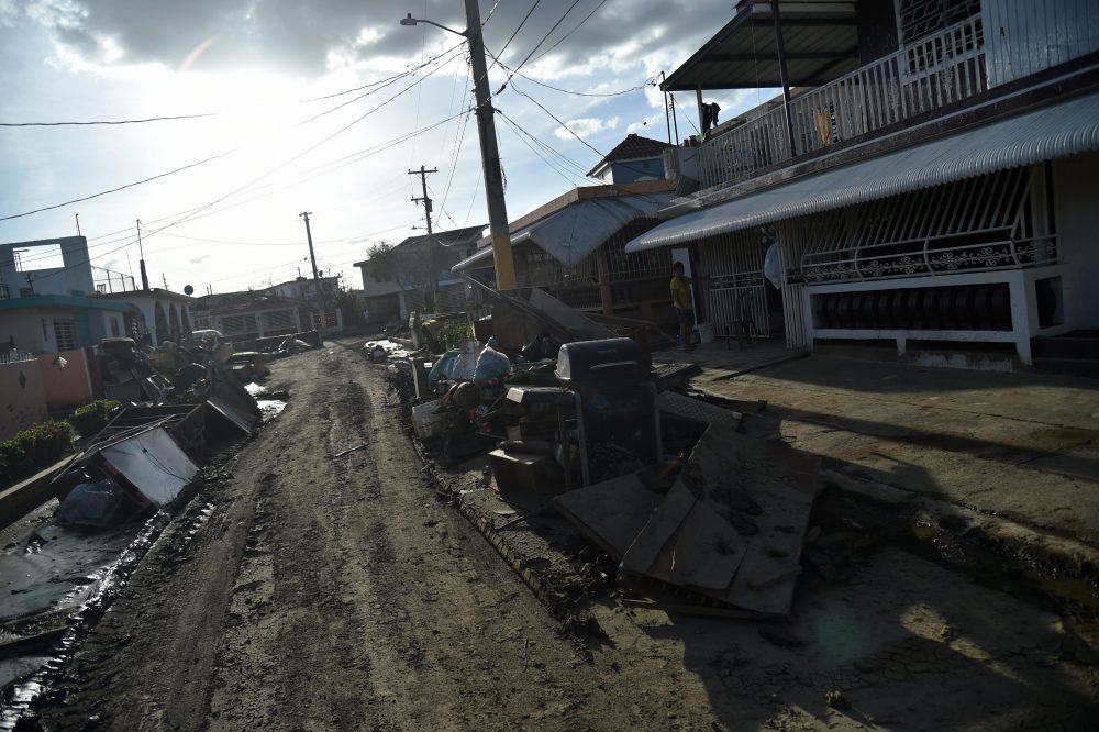 Furniture damaged by Hurricane Maria and debris are seen on a street in Toa Baja, Puerto Rico, on Sept. 25, 2017. (Hector Retamal/AFP/Getty Images)
