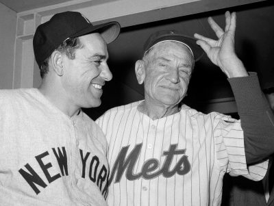 Casey Stengel, right, played in the majors for 14 years and managed for another 25. (AP Photo/Marty Lederhandler, File/AP)