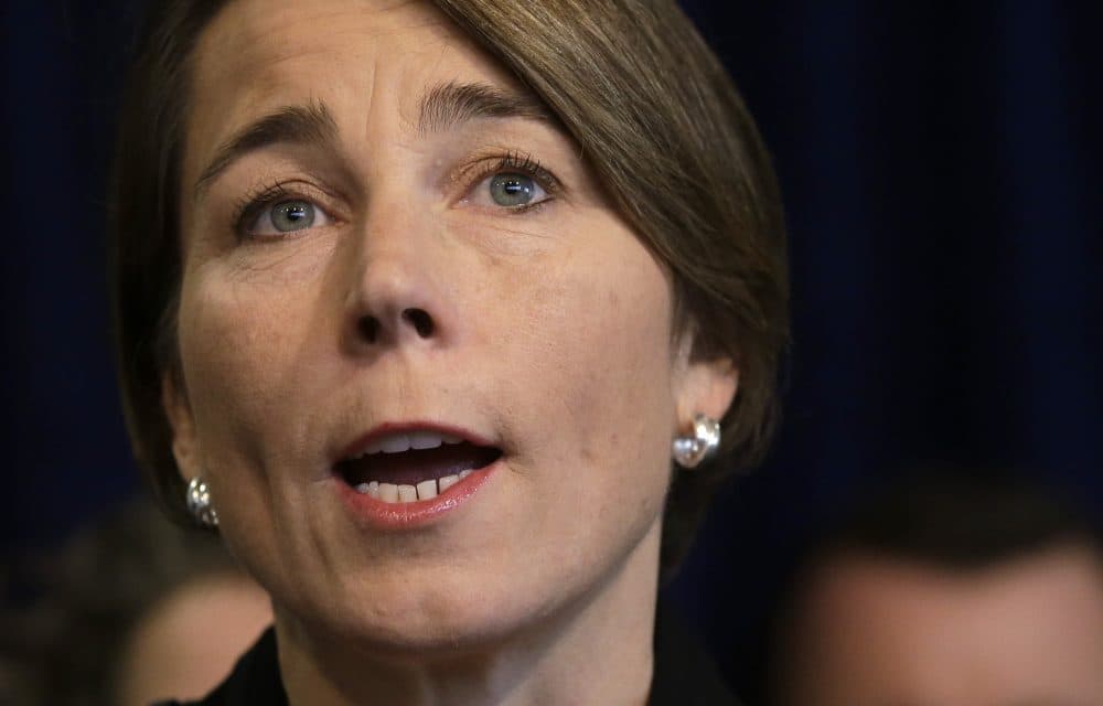 Massachusetts Attorney General Maura Healey takes questions from reporters during a January news conference. (Steven Senne/AP)