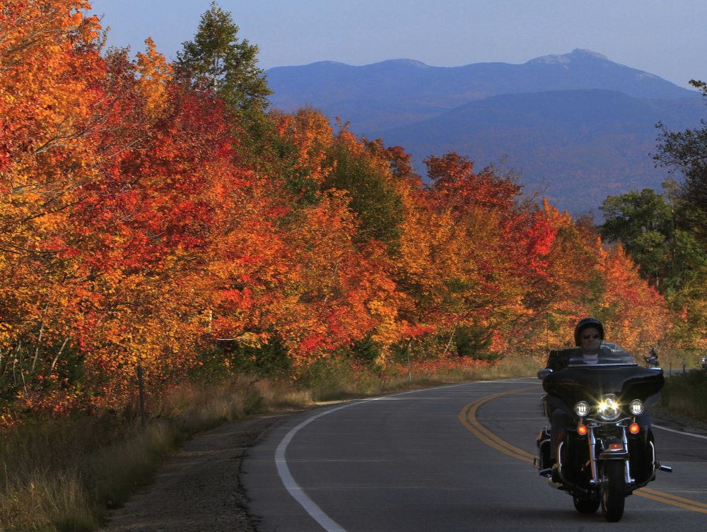Peak colors are seen along the Kancamagus Highway in Albany, N.H., in October 2012. (Jim Cole/AP)