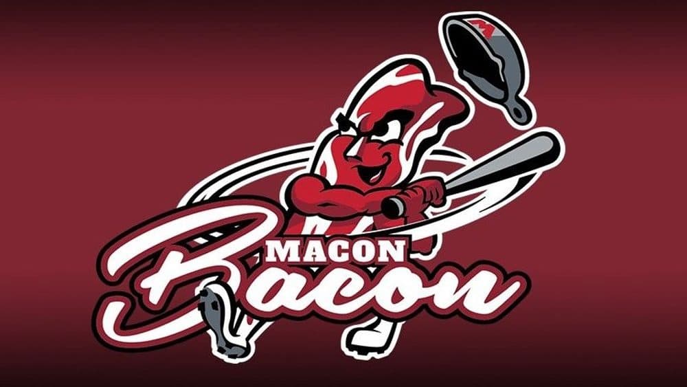 The Macon Bacon's new logo is a strip of bacon swinging a bat. Go figure.