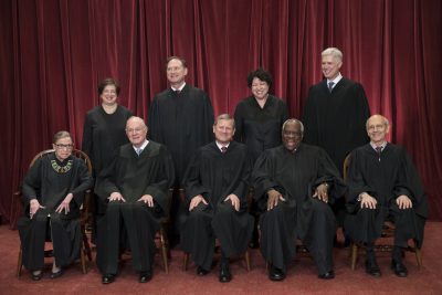 In this June 1, 2017 file photo, the justices of the U.S. Supreme Court gather for an official group portrait. (J. Scott Applewhite/AP)
