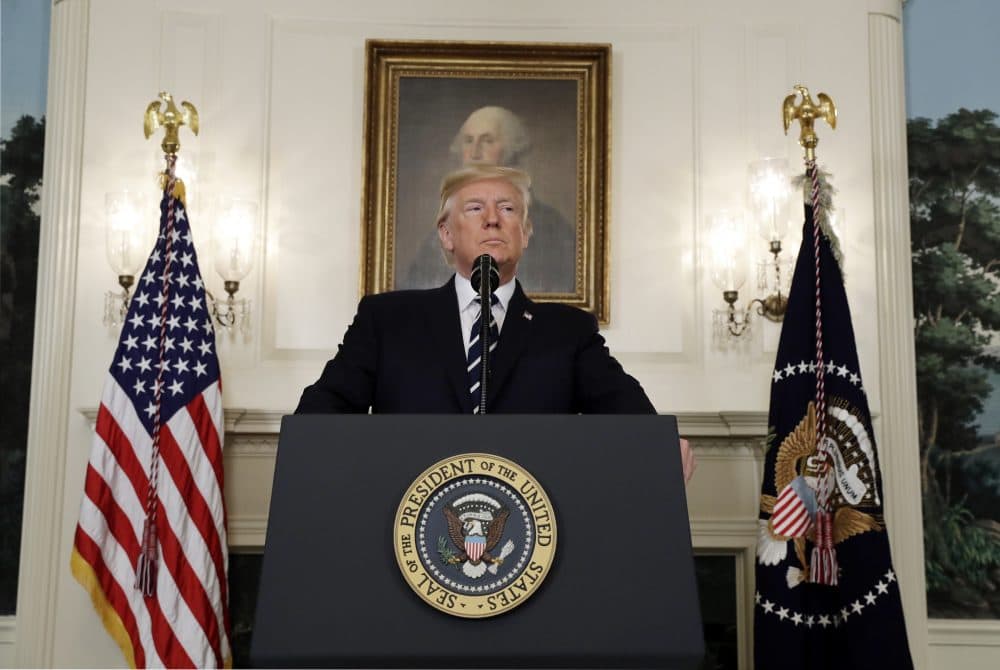 President Donald Trump makes a statement about the mass shooting in Las Vegas on Monday at the White House. (Evan Vucci/AP)