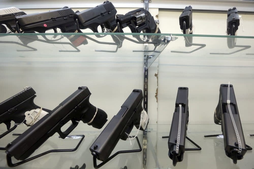 This Wednesday, June 29, 2016, photo shows guns on display at a gun store in Miami. (Alan Diaz/AP)