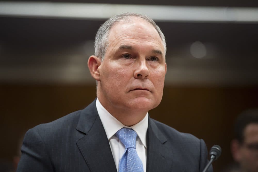 Environmental Protection Agency administrator Scott Pruitt testifies about the fiscal year 2018 budget during a Senate Appropriations Subcommittee on Interior, Environment, and Related Agencies hearing on Capitol Hill in Washington, D.C., June 27, 2017. (Saul Loeb/AFP/Getty Images)