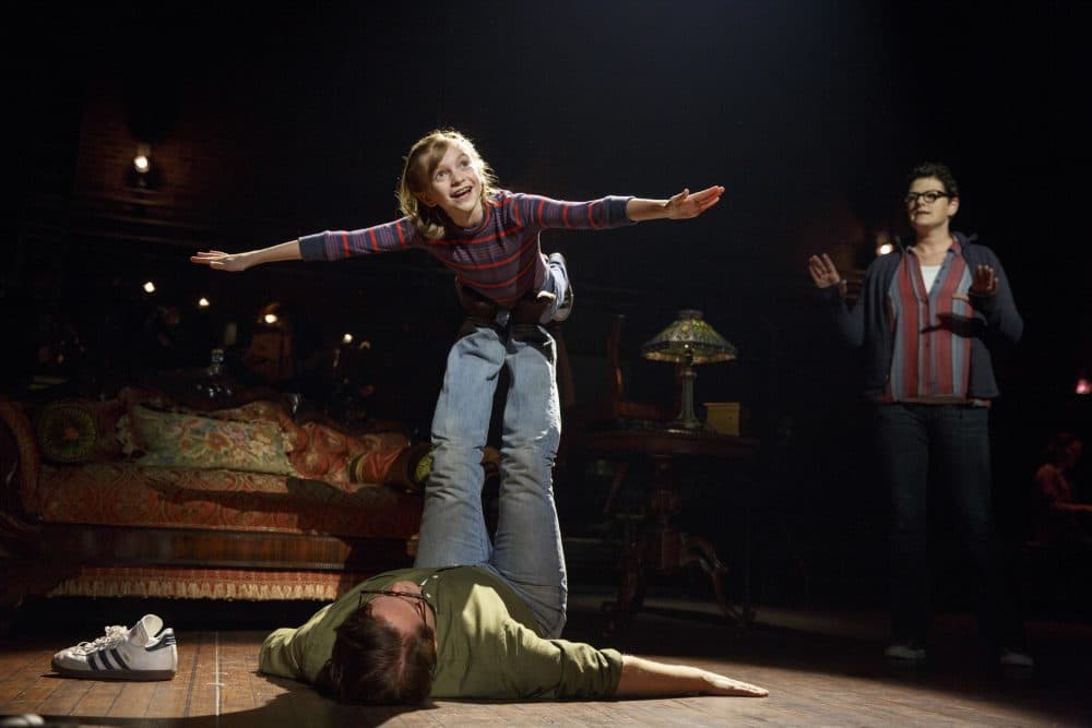 Carly Gold as Small Alison, Robert Petkoff as Bruce and Kate Shindle as Alison in &quot;Fun Home.&quot; (Courtesy Joan Marcus/Broadway in Boston)
