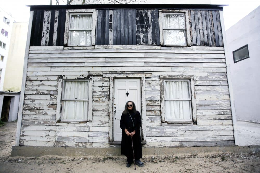 Rhea McCauley, a niece of the late civil rights activist Rosa Parks, poses in front of the rebuilt house of Rosa Parks in Berlin. (Markus Schreiberl/AP)