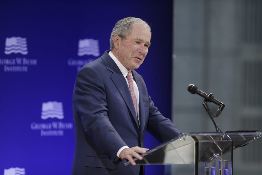 Former President George W. Bush speaks at a forum sponsored by the George W. Bush Institute in New York, Thursday, Oct. 19, 2017. (Seth Wenig/AP)