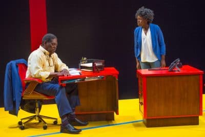 Johnny Lee Davenport as the professor and Obehi Janice as Carol in New Rep's &quot;Oleanna.&quot; (Courtesy Andrew Brilliant/Brilliant Pictures)