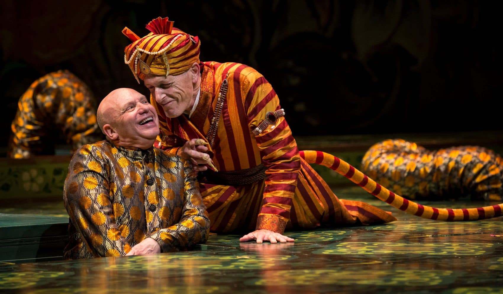 Thomas Derrah (left) as Kaa, the python, in the Huntington Theatre Company's 2013 production of &quot;The Jungle Book.&quot; (Courtesy of Liz Lauren)