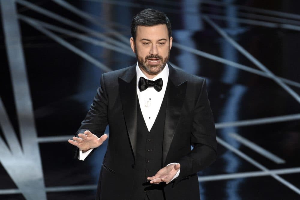 Host Jimmy Kimmel speaks at the Oscars on Sunday, Feb. 26, 2017.
(Chris Pizzello/AP)