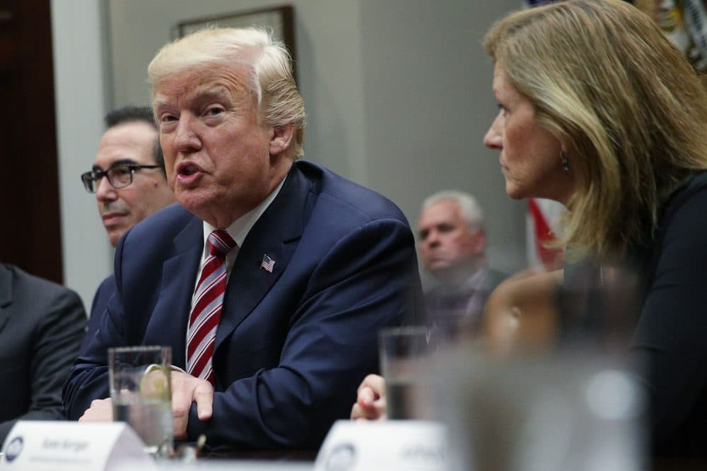 President Trump speaks to business leaders during a Roosevelt Room event Oct. 31, 2017 at the White House in Washington, D.C. (Alex Wong/Getty Images)