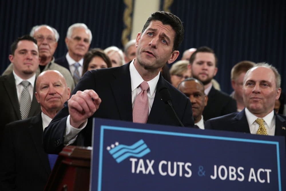 House Speaker Rep. Paul Ryan, R-Wis., (center) speaks during a news conference on the tax overhaul legislation on Nov. 2, 2017 in Washington. (Alex Wong/Getty Images)
