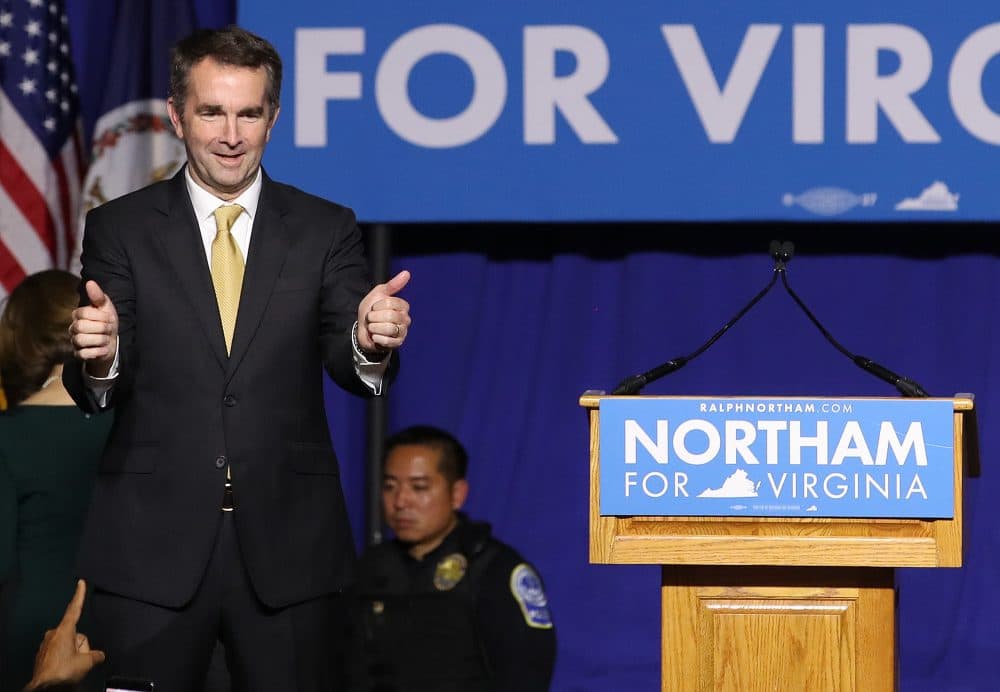 Virginia Gov.-elect Ralph Northam greets supporters at an election night rally Nov. 7, 2017 in Fairfax, Va. Northam defeated Republican candidate Ed Gillespie. (Win McNamee/Getty Images)