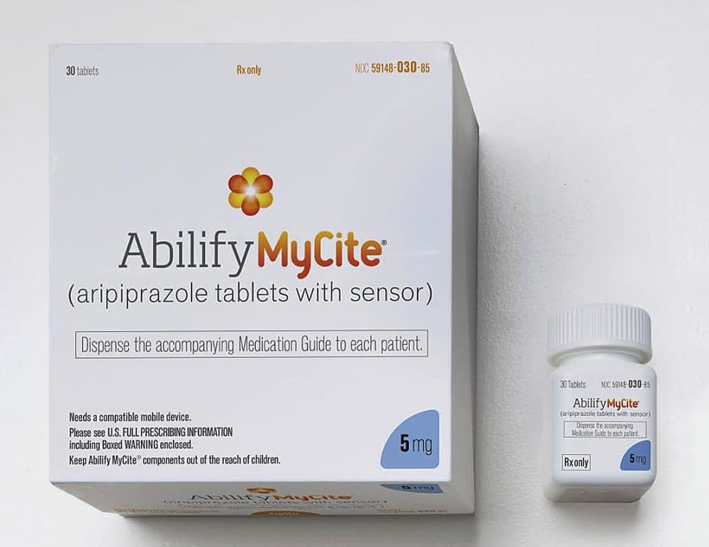 A rendering of the packaging for Abilify MyCite. (Otsuka America Pharmaceutical, Inc. via AP)