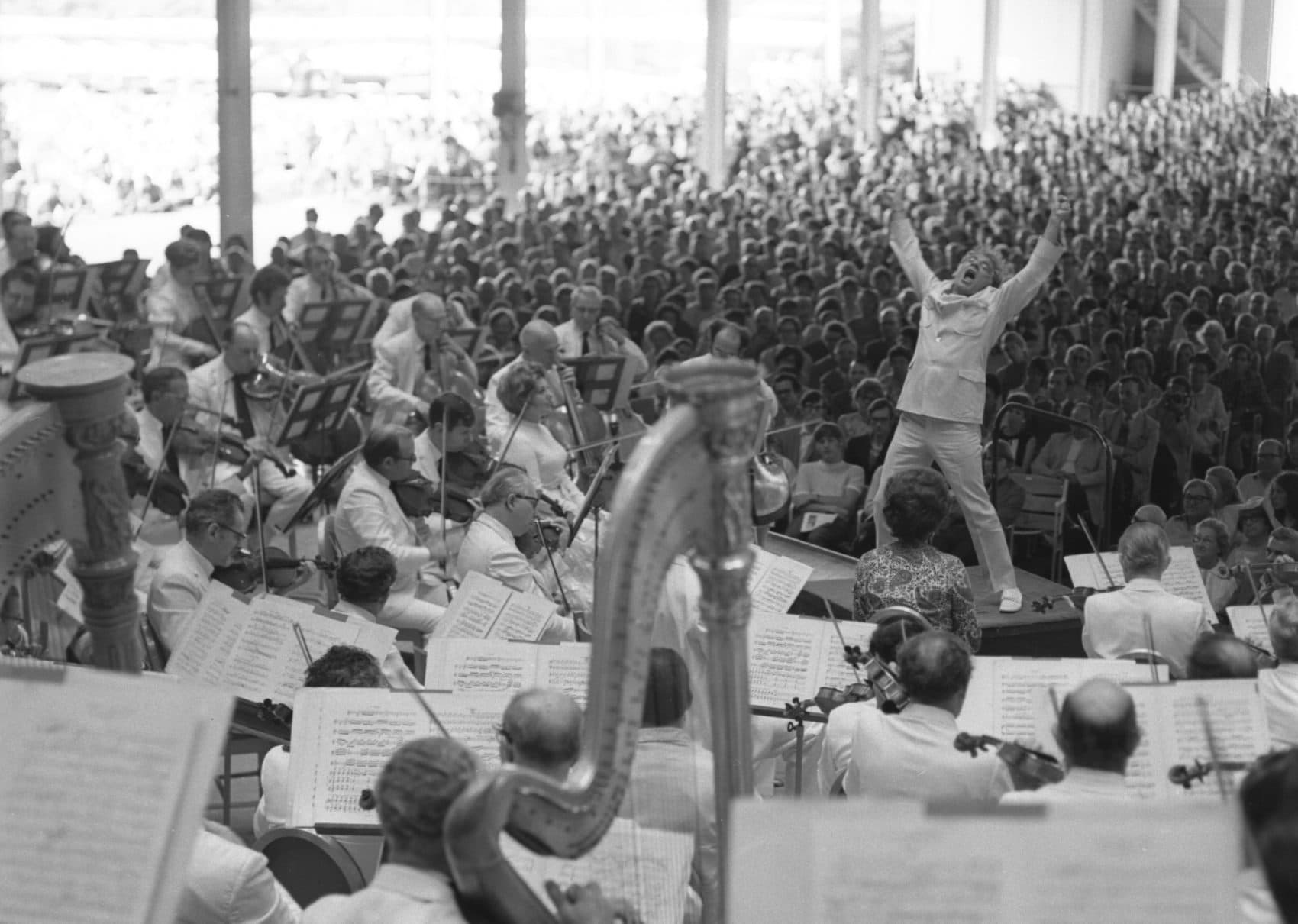 Leonard Bernstein conducting at Tanglewood. (Courtesy Heinz Weissenstein, Whitestone Photo/BSO)