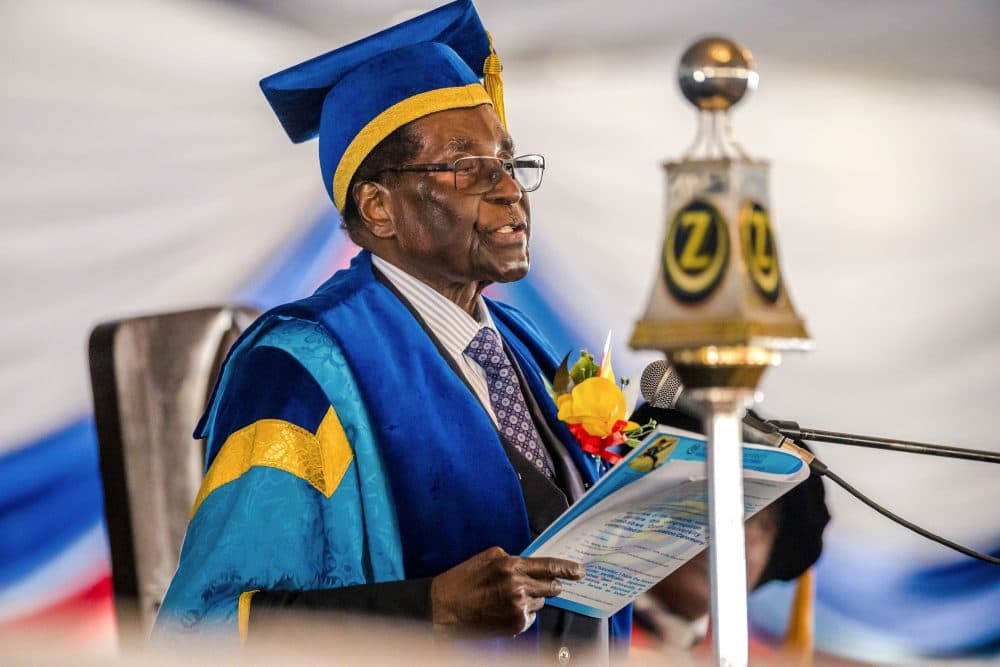 Zimbabwe's President Robert Mugabe delivers a speech during a graduation ceremony at the Zimbabwe Open University in Harare, where he presides as the chancellor, on Nov. 17 2017. (AFP/Getty Images)