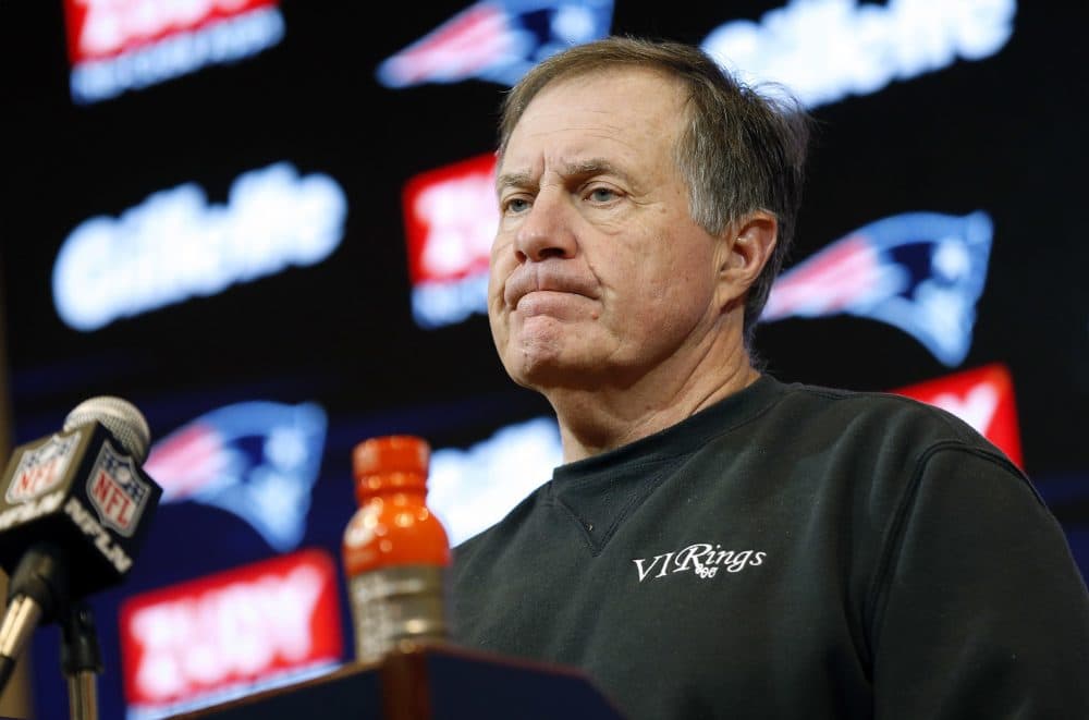 New England Patriots head coach Bill Belichick speaks to the media following an NFL football game against the Miami Dolphins, Sunday, Nov. 26, 2017, in Foxborough, Mass. When asked why he didn't rest Brady when the team had a sizable lead in the late minutes of the game, Belichick responded, “It’s easy for you to sit there and say the game’s out of hand. If you watch games in the National Football League, a lot can change in a hurry.” (Michael Dwyer/AP)