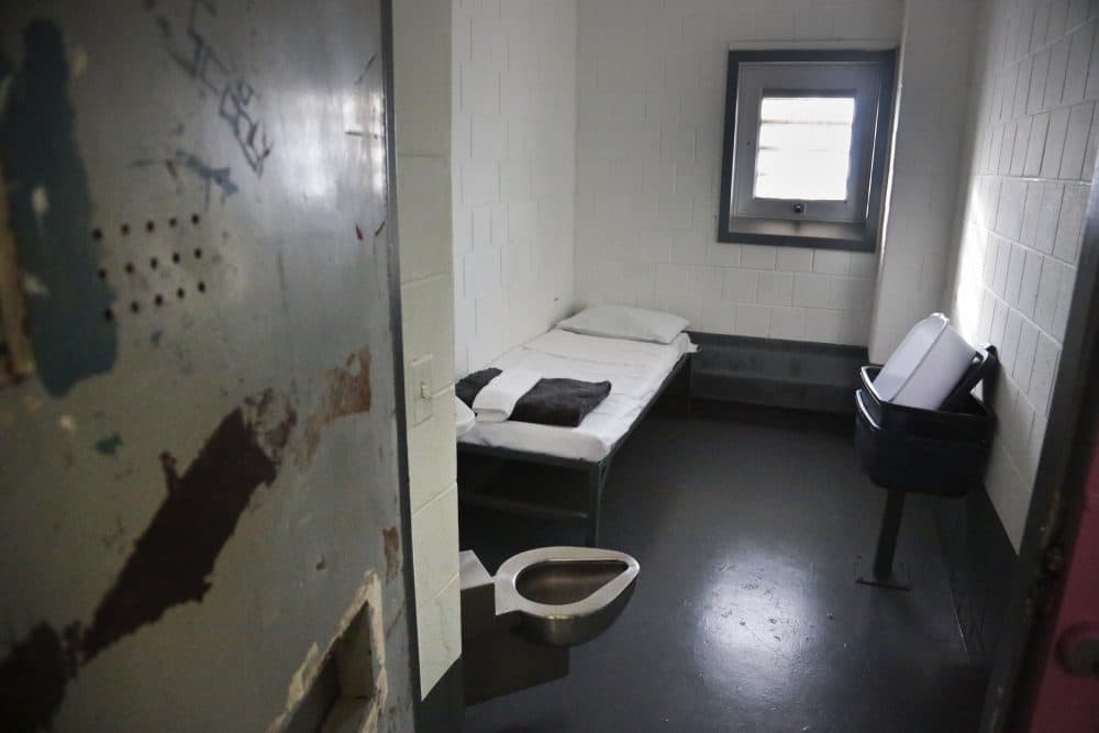 This Jan. 28, 2016, photo shows a solitary confinement cell at New York's Rikers Island jail. (Bebeto Matthews/AP)