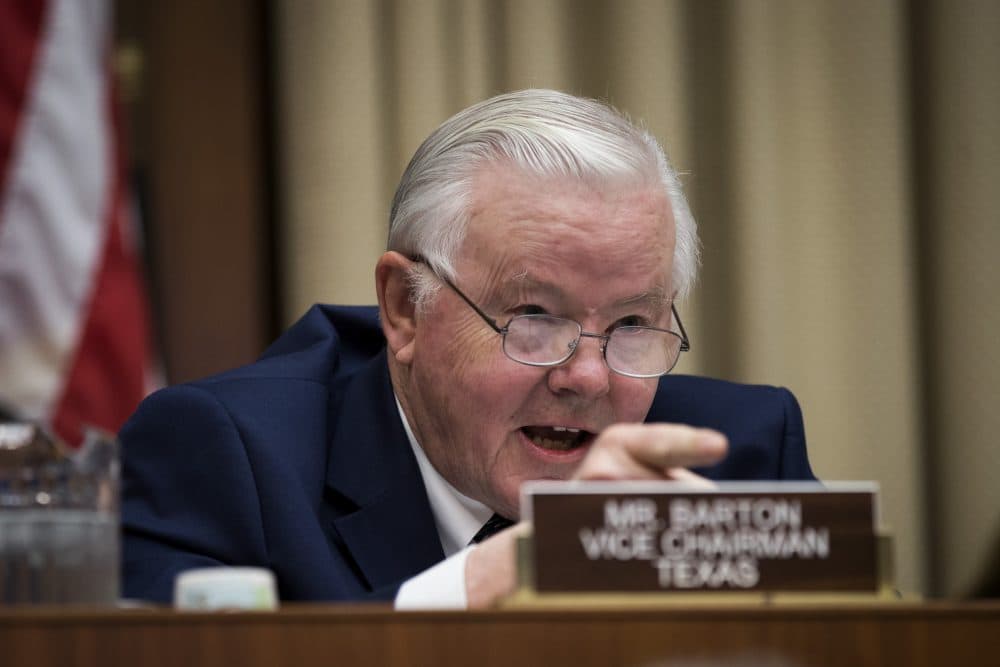 Rep. Joe Barton, R-Texas, questions witnesses during a House Energy and Commerce Committee hearing concerning federal efforts to combat the opioid crisis, Oct. 25, 2017 in Washington. (Drew Angerer/Getty Images)