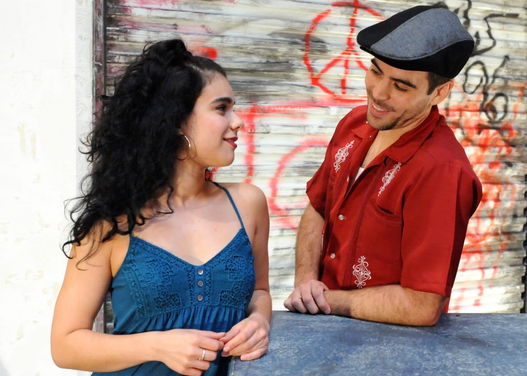 Iliana Garcia as Vanessa and Diego Klock-Perez as Usnavi in Wheelock Family Theatre's production of &quot;In The Heights.&quot; (Courtesy Randy H. Goodman)