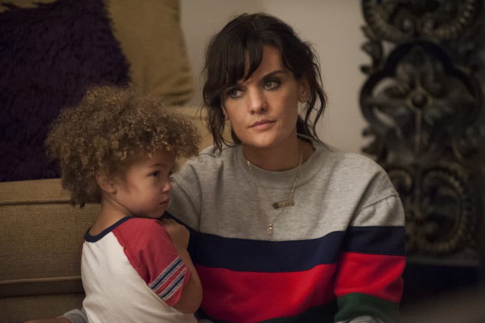 Frankie Shaw as Bridgette Bird, Alexandra and Anna Reimer as Larry in a still from the Showtime series &quot;SMILF.&quot; (Courtesy Lacey Terrell/Showtime)