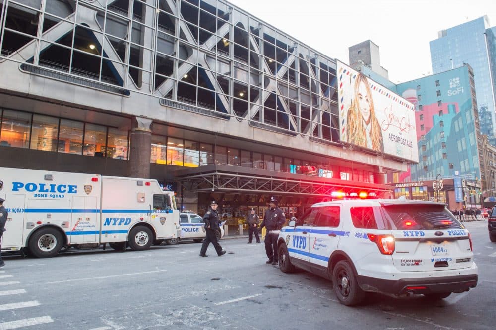 Police and other first responders respond to a reported explosion at the Port Authority Bus Terminal on Dec. 11, 2017 in New York. (Bryan R. Smith/AFP/Getty Images)