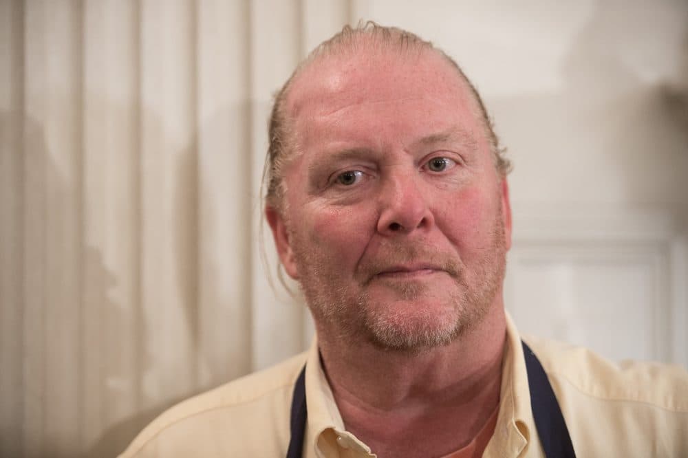 Chef Mario Batali looks on at the White House in Washington, D.C, on Oct. 17, 2016 during a preview of a state dinner. (Nicholas Kamm/AFP/Getty Images)