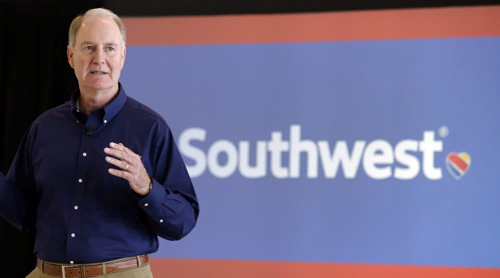 Southwest Airlines CEO Gary Kelly speaks during a preview of the new international concourse at Houston Hobby Airport in Houston in 2015. (Pat Sullivan/AP)