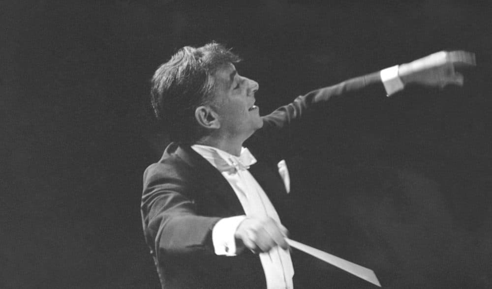 Leonard Bernstein leads the New York Philharmonic Orchestra on Sept. 24, 1962. (AP)