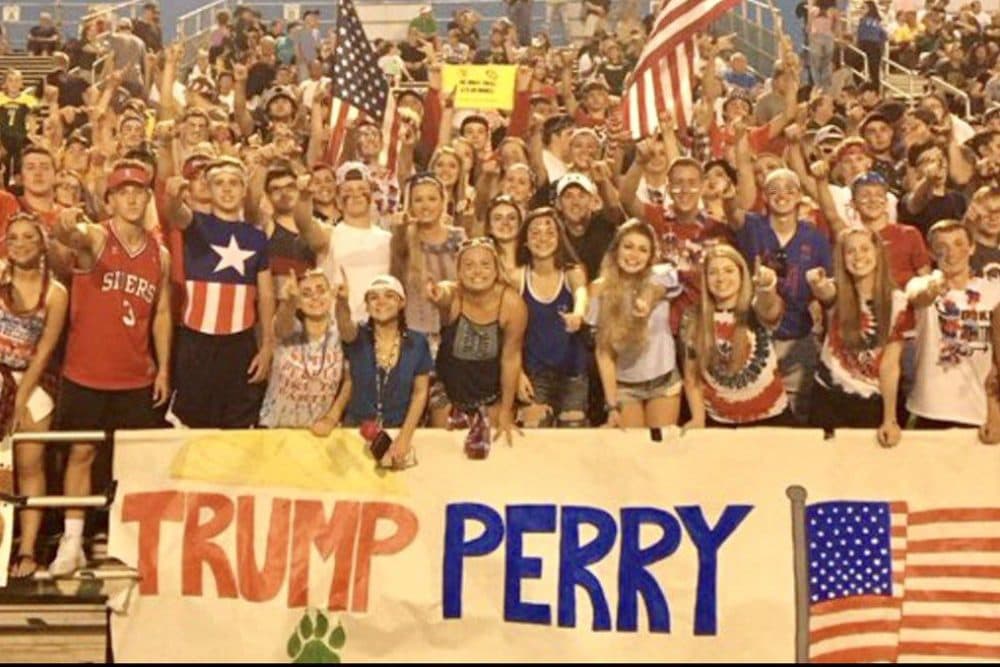 At a Sept. 22 football game between Brooke High School in Wellsburg, W.Va., and Pittsburgh's Perry High School, the Brooke student section sparked controversy with a sign some viewed as racially charged. (Sheila May-Stein/Twitter)