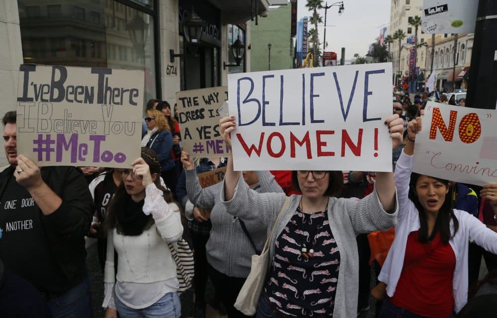 Participants march against sexual assault and harassment at the #MeToo March in the Hollywood section of Los Angeles on Sunday, Nov. 12, 2017. (Damian Dovarganes/AP)