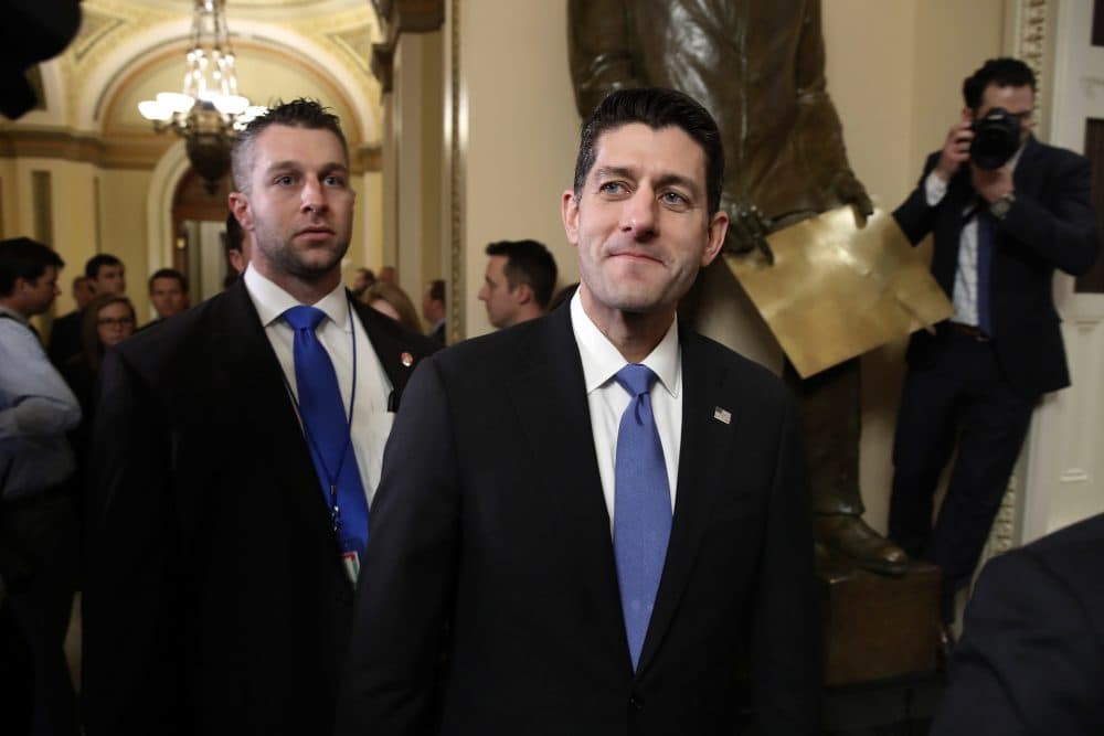 House Speaker Paul Ryan leaves the House Chamber after voting on the Republican tax bill, Tuesday, Dec. 19, 2017, on Capitol Hill in Washington. Republicans muscled the most sweeping rewrite of the nation's tax laws in more than three decades through the House. (Jacquelyn Martin/AP)