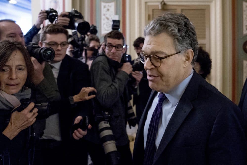 Sen. Al Franken, D-Minn., arrives on Capitol Hill in Washington, Thursday morning, Dec. 7, 2017.   Franken said he will resign from the Senate in coming weeks following a wave of sexual misconduct allegations and a collapse of support from his Democratic colleagues, a swift political fall for a once-rising Democratic star.   (Andrew Harnik/AP)