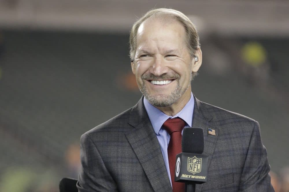 Thursday Night Football announcer Bill Cowher delivers the pre-game show before an NFL football game between the Cincinnati Bengals and the Cleveland Browns, Thursday, Nov. 5, 2015, in Cincinnati. (AP Photo/Darron Cummings)