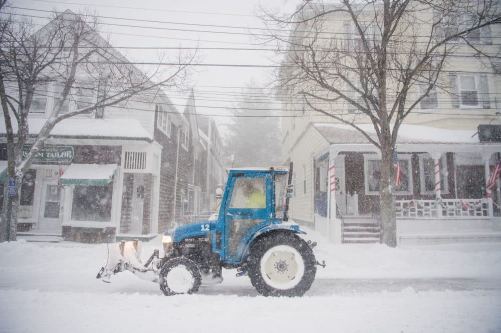 A plow clears snow as a blizzard hits the Northeastern part of the United States on Jan. 4, 2018 in Bellport, N.Y. From Maine to Florida, every state along the East Coast is expected to have to deal with winter weather. (Andrew Theodorakis/Getty Images)