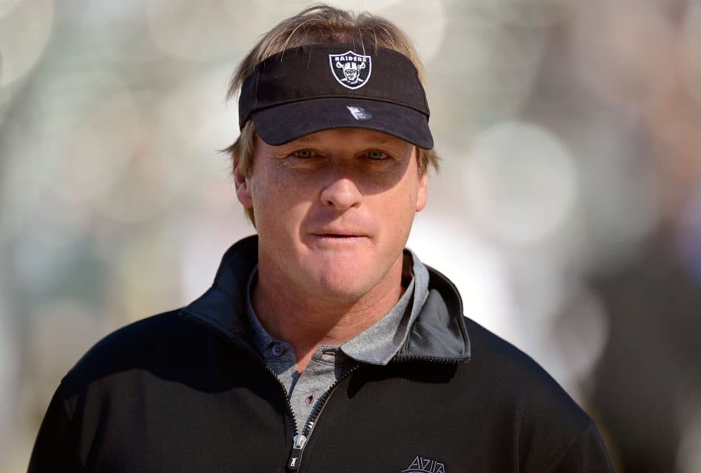 &quot;Monday Night Football&quot; analyst Jon Gruden, pictured here in 2002, is rumored to be returning to coach the Oakland Raiders. (Thearon W. Henderson/Getty Images)